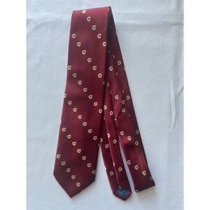 The President‎ Silk Blend Necktie Burgundy Gold Logo Pattern USA Made